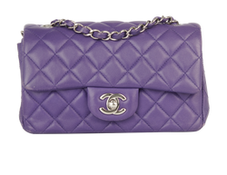 Mini Rectangular Flap, Lambskin, Purple, 22134697, 3*